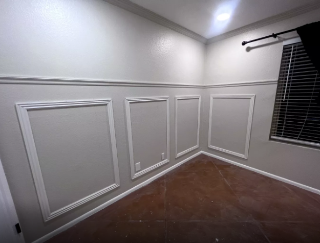 Wall after picture frame molding installation and paint